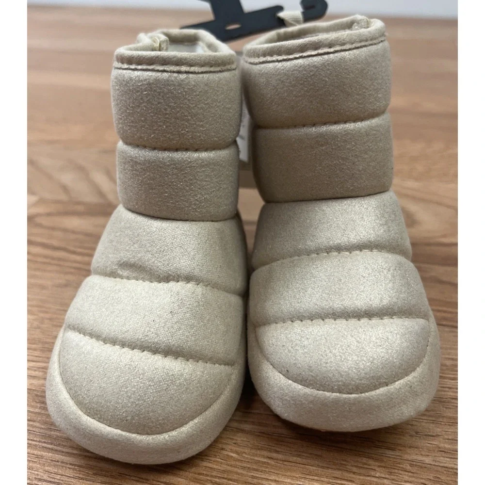 Old Navy Andora Gold Metallic Quilted Boots Infant Girls Size 12-18 Months NEW